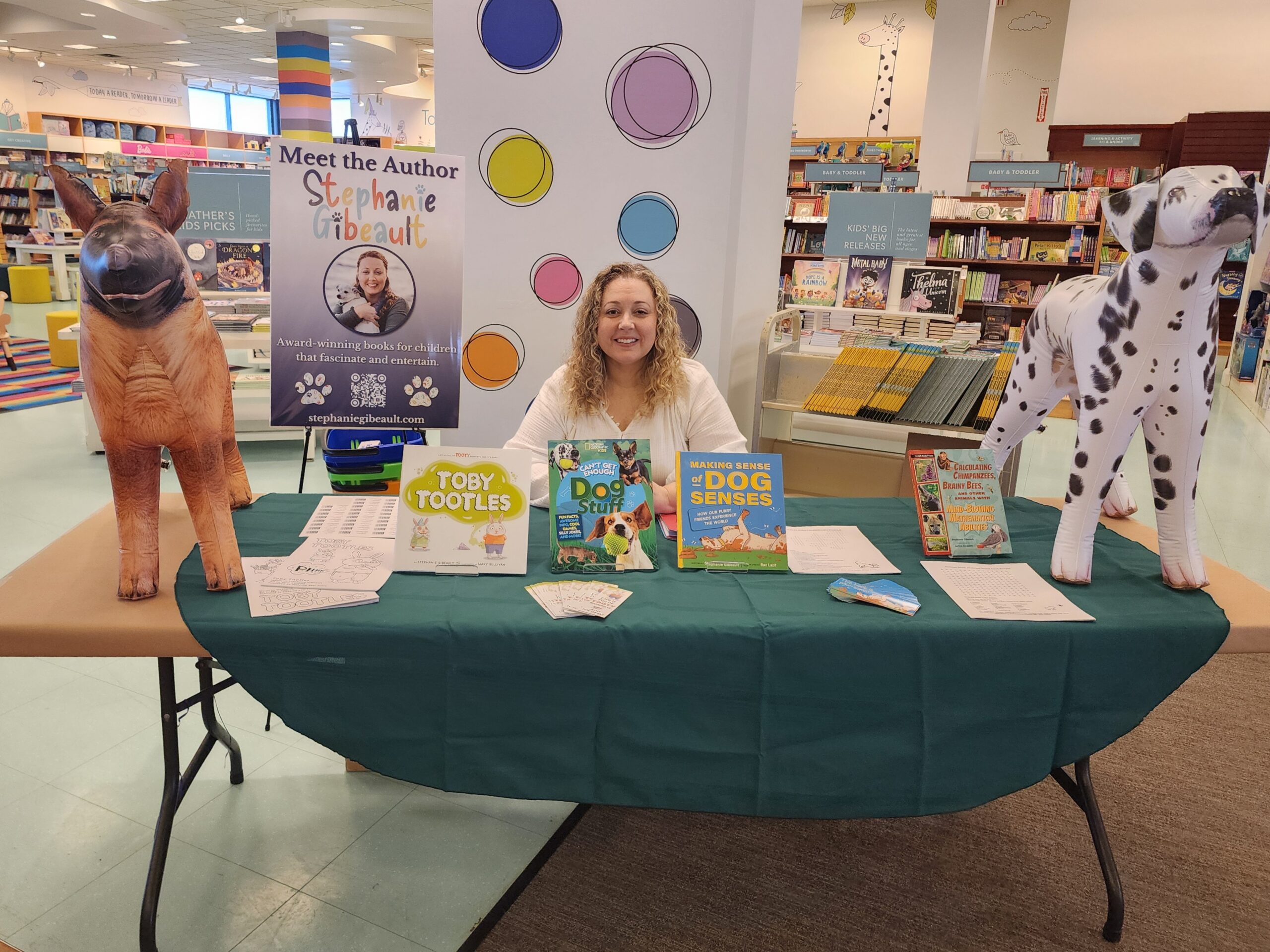 Stephanie Gibeault at a book signing in a bookstore